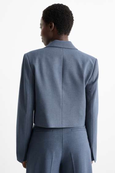 Dames - Korte blazer - regular fit - met structuur - donkerblauw