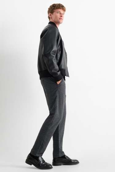 Heren - Chino - tapered fit - geruit - donkergrijs