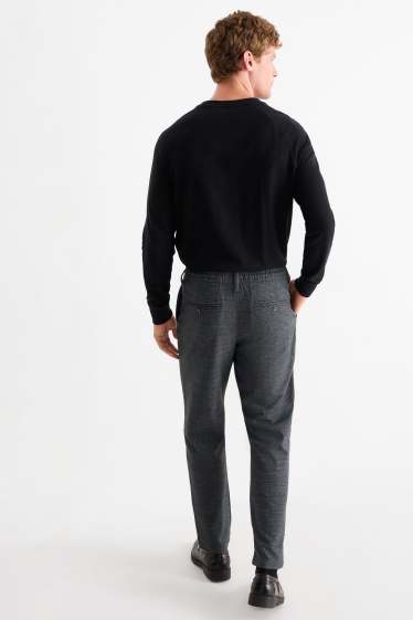 Heren - Chino - tapered fit - geruit - donkergrijs