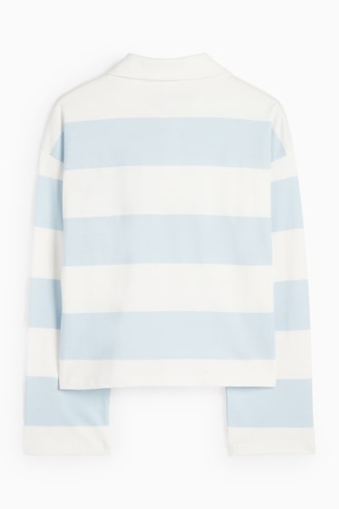 Kinder Mädchen - Lilo & Stitch - Poloshirt - gestreift - weiß / hellblau