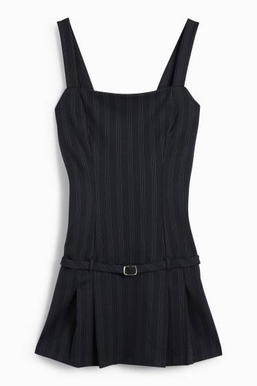 Damen - A-Linien Kleid - Nadelstreifen - dunkelblau