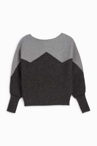 Women - Jumper - ribbed - dark gray