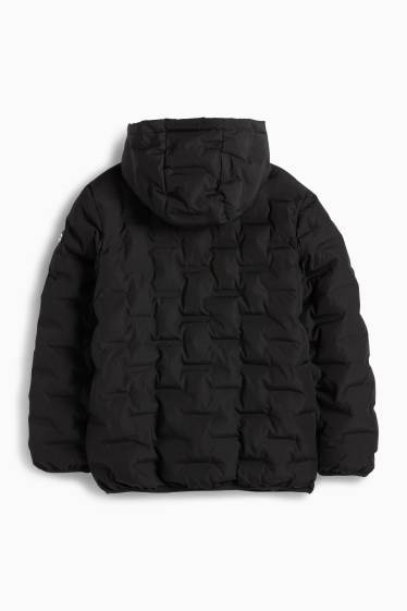 Children Boys - Quilted jacket with hood - water-repellent - black