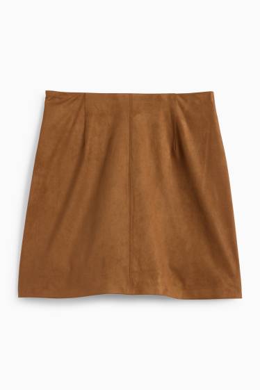 Donna - Minigonna - similpelle scamosciata - marrone