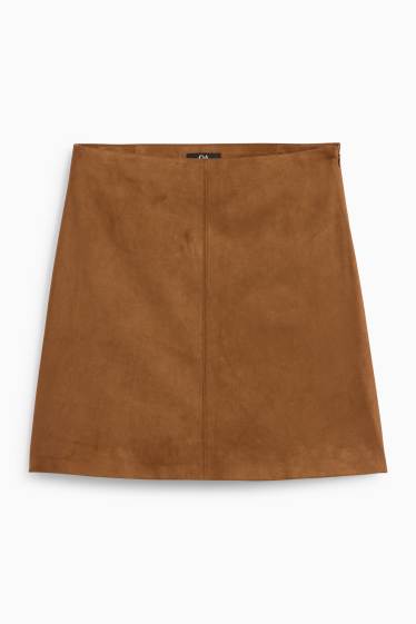 Donna - Minigonna - similpelle scamosciata - marrone