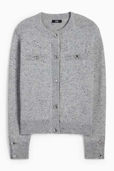 Damen - Strickjacke - hellgrau