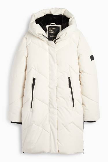 Children Girls - Quilted coat with hood - water-repellent - cremewhite