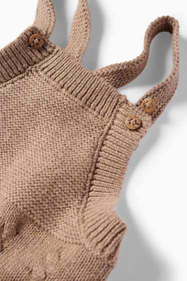 Unisex - Baby-Strick-Latzhose - strukturiert - hellbraun