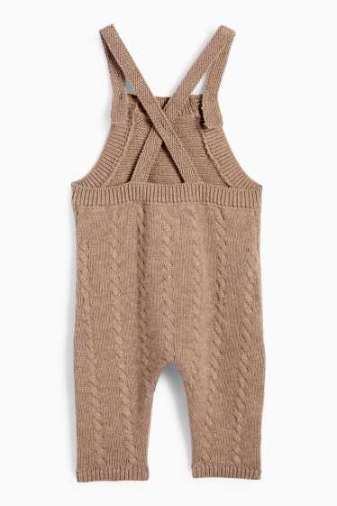 Unisex - Baby-Strick-Latzhose - strukturiert - hellbraun