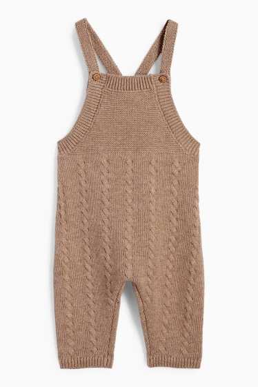Unisex - Baby-Strick-Latzhose - strukturiert - hellbraun