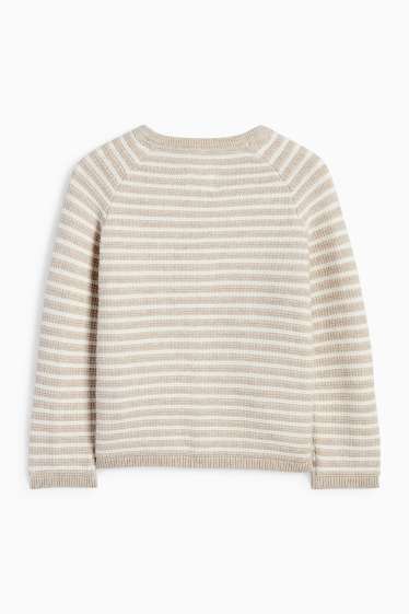 Unisex - Babyvest - gestreept - met structuur - licht beige