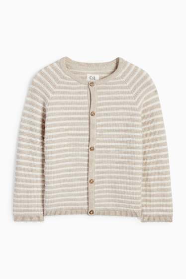 Unisex - Babyvest - gestreept - met structuur - licht beige