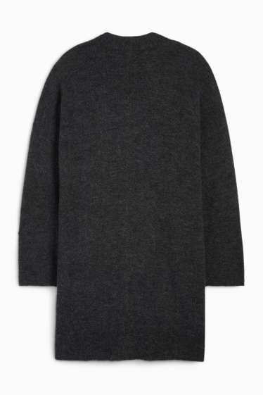 Damen - Lange Strickjacke - dunkelgrau