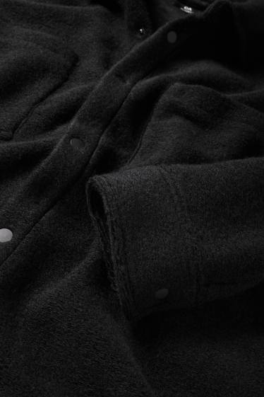 Men - Shirt jacket - relaxed fit - kent collar - black