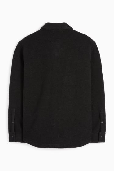 Men - Shirt jacket - relaxed fit - kent collar - black