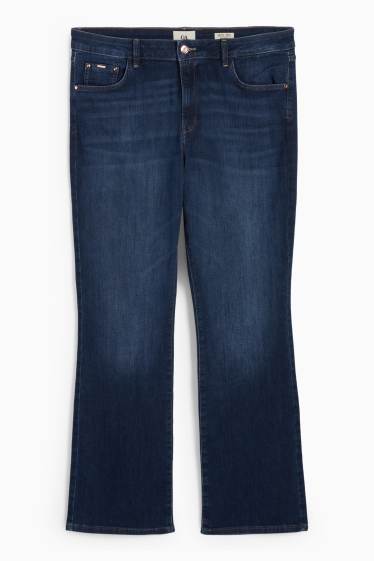 Women - Bootcut jeans - mid-rise waist - denim-dark blue