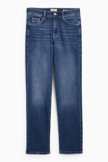 Women - Straight jeans - mid-rise waist - LYCRA® - blue denim