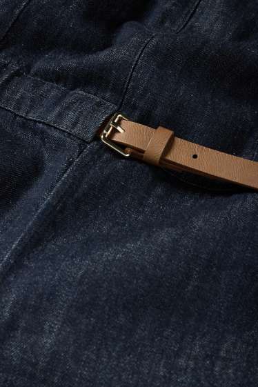 Dames - Bodyconjurk van denim, met ceintuur - jeansdonkerblauw