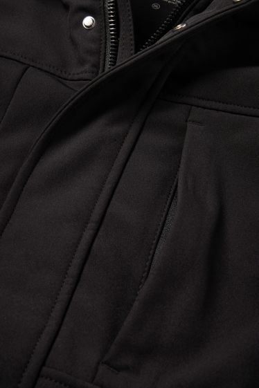 Heren - Softshelljas - gevoerd - waterafstotend - 4 Way Stretch - zwart