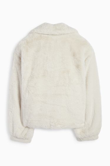 Femmes - Veste en imitation fourrure - blanc crème