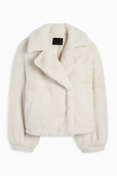Femmes - Veste en imitation fourrure - blanc crème