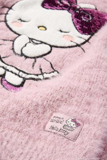 Děti - dívky - Hello Kitty - svetr - s lesklou aplikací - růžová
