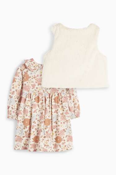 Baby Girls - Floral - baby outfit - 2 piece - light beige