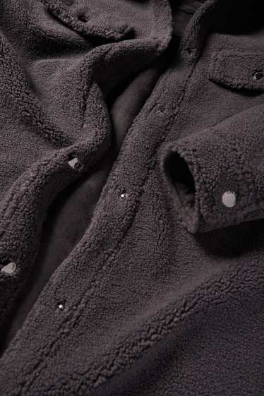Donna - Camicia shacket effetto peluche - grigio scuro