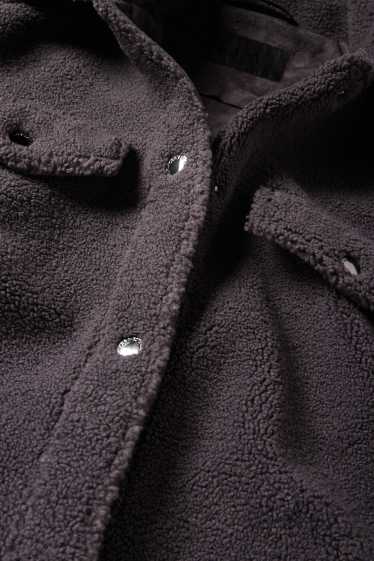 Donna - Camicia shacket effetto peluche - grigio scuro