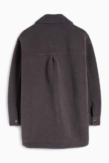 Donna - Camicia shacket effetto peluche - grigio scuro