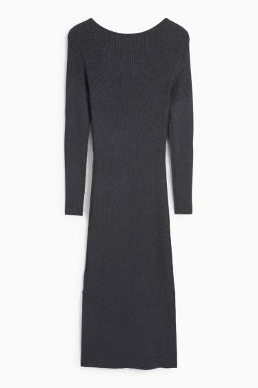 Femmes - Robe Bodycon - finition côtelée - gris foncé