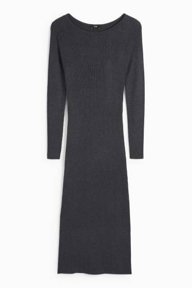 Femmes - Robe Bodycon - finition côtelée - gris foncé