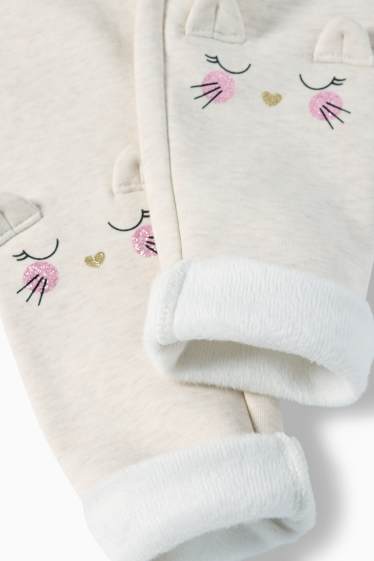 Nena - Paquet de 2 - gat i cor - leggings tèrmics - beix clar