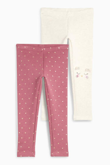 Nena - Paquet de 2 - gat i cor - leggings tèrmics - beix clar