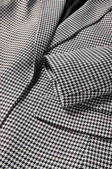 Dames - Lange blazer - regular fit - geruit - zwart / wit