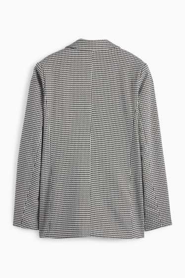 Dames - Lange blazer - regular fit - geruit - zwart / wit