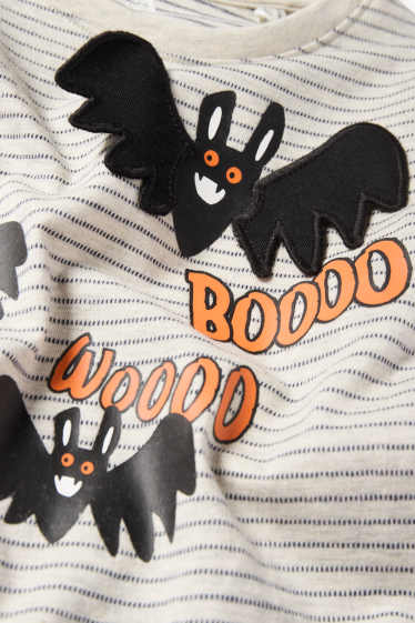 Kinderen: jongens - Vleermuis - longsleeve - gestreept - crème wit