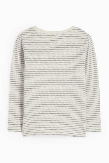 Kinderen: jongens - Vleermuis - longsleeve - gestreept - crème wit