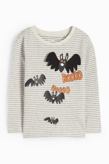 Kinderen: jongens - Vleermuis - longsleeve - gestreept - crème wit