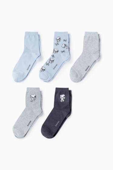 Donna - Confezione da 5 - calzini con motivo - Snoopy - blu