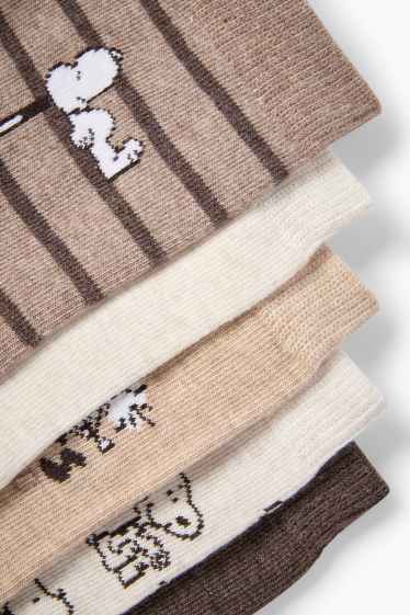 Donna - Confezione da 5 - calzini con motivo - Peanuts - beige / marrone