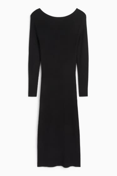 Damen - Bodycon Kleid - gerippt - schwarz