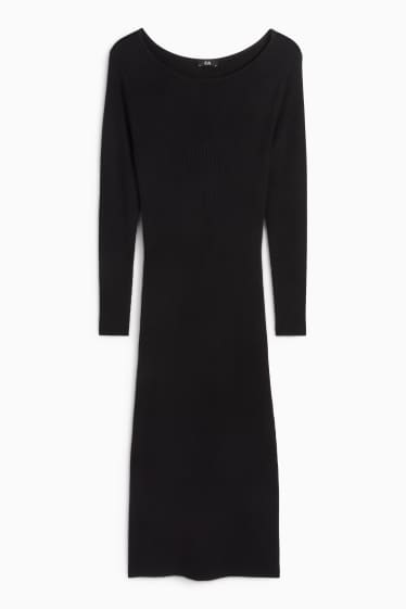 Damen - Bodycon Kleid - gerippt - schwarz