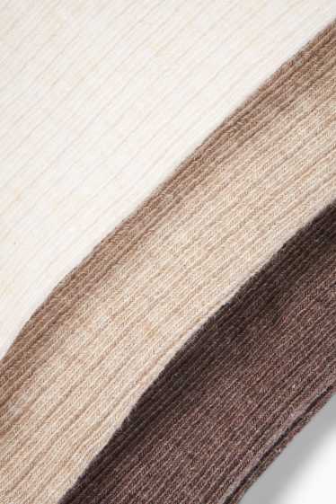 Bébés filles - Lot de 3 - collants pour bébé - finition côtelée - beige / marron