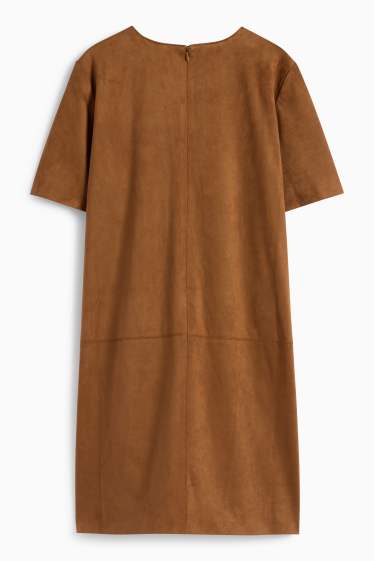 Femmes - Robe évasée - faux suède - marron