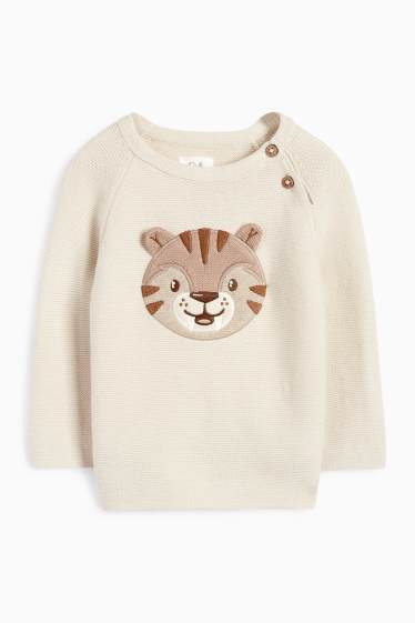 Baby Buben - Tiger - Baby-Outfit - 2 teilig - gerippt - hellbeige