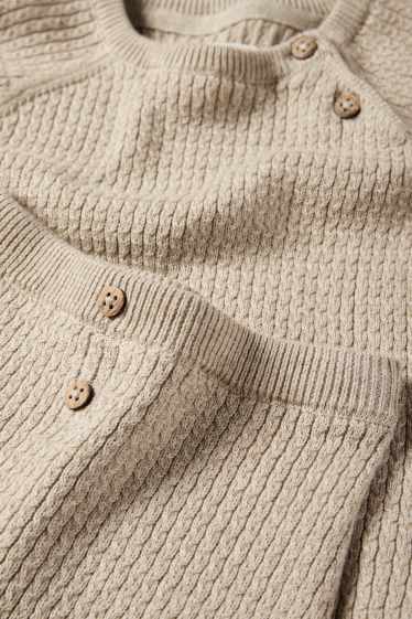 Baby: jongens - Babyoutfit - 2-delig - geribd - beige