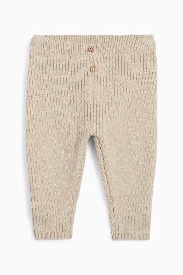 Baby: jongens - Babyoutfit - 2-delig - geribd - beige