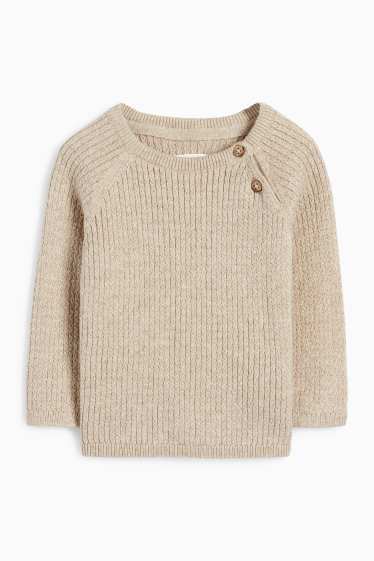 Baby: jongens - Babyoutfit - 2-delig - geribd - beige