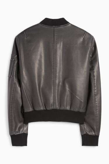 Women - Bomber jacket - faux leather - black